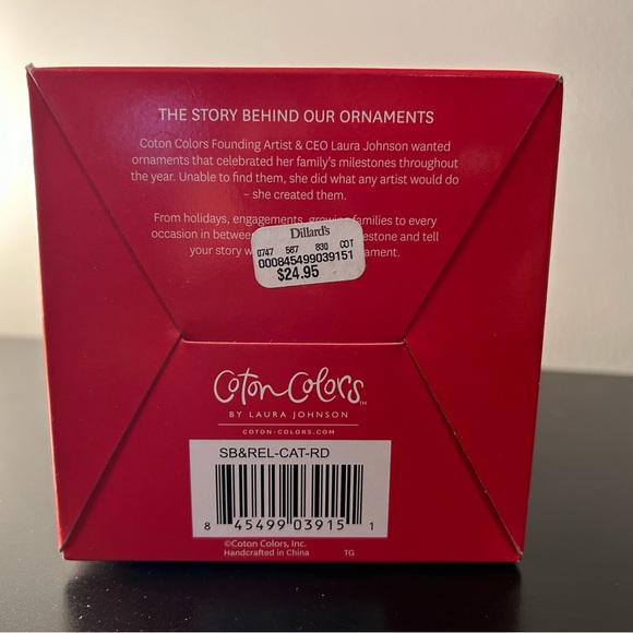 “Meow” Cat Christmas Glass Ornament by Coton Colors - Picture 4 of 5